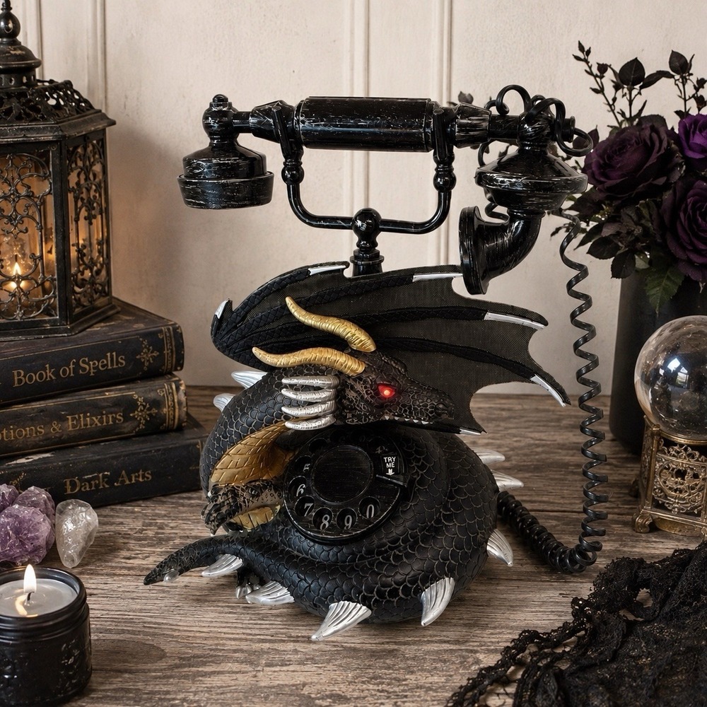 Gemmy Dragon Telephone Halloween Talking Light Up Gothic Fantasy Witchy